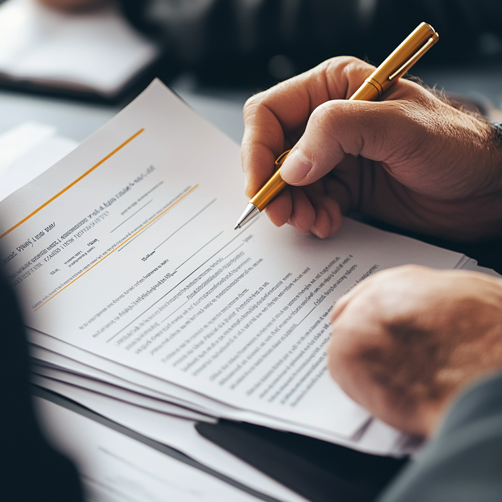A close-up of hands holding a Nexus Letter document.